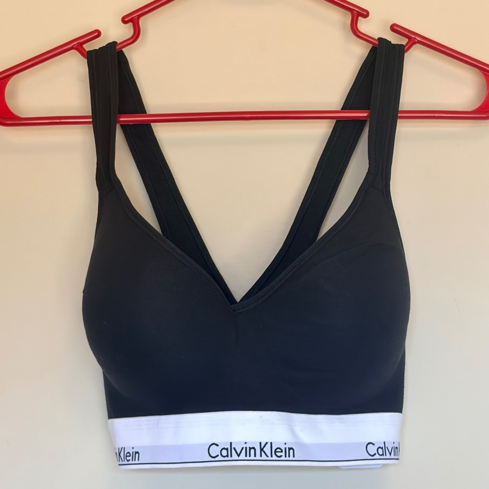 Calvin Klein Black Crossback Modern Cotton Modal Padded Lift Bralette XL NEW NWT